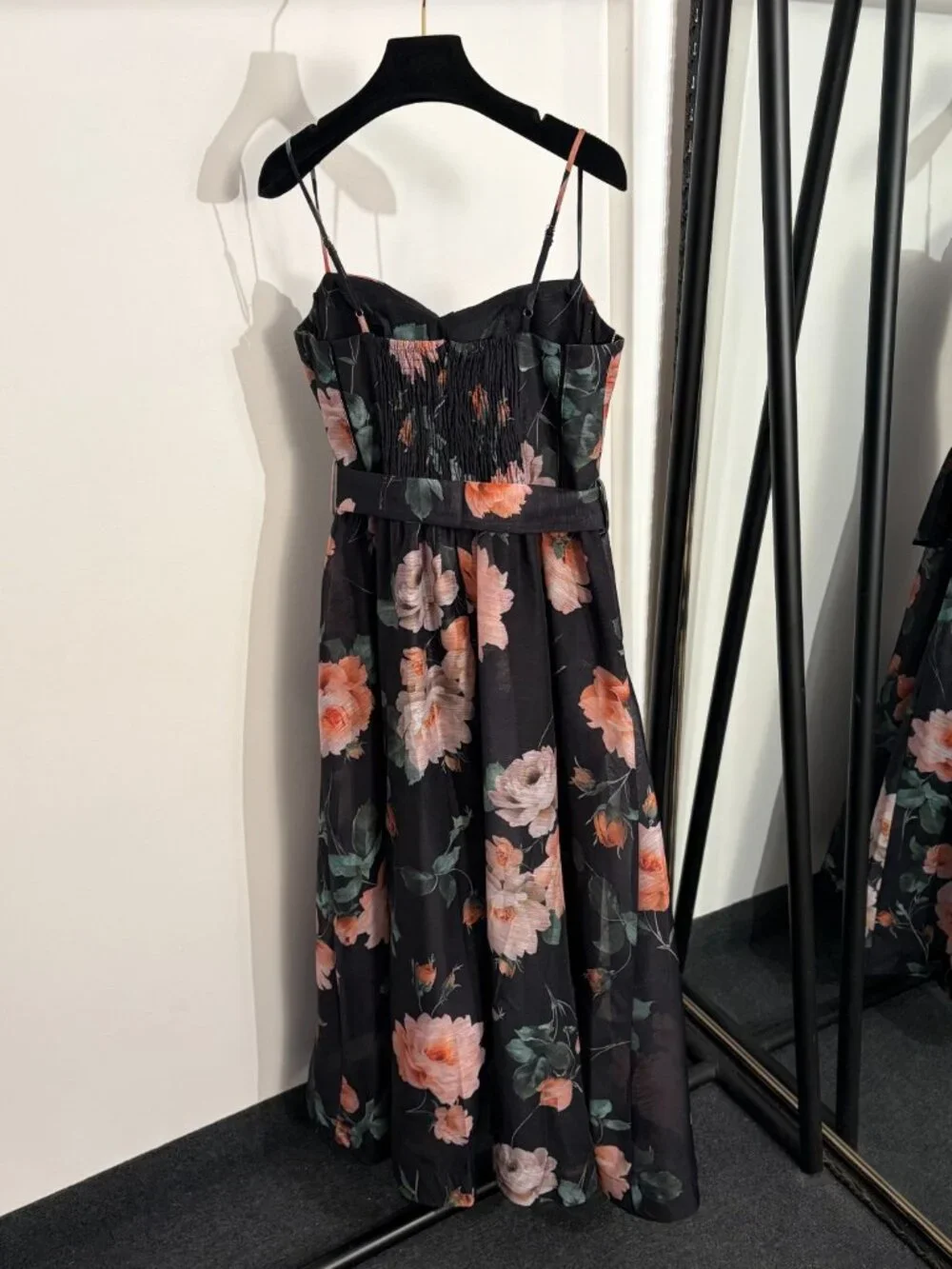 Zimmermann Dark Floral Print Corset Style Spaghetti Strap Dress - Picture 5 of 7